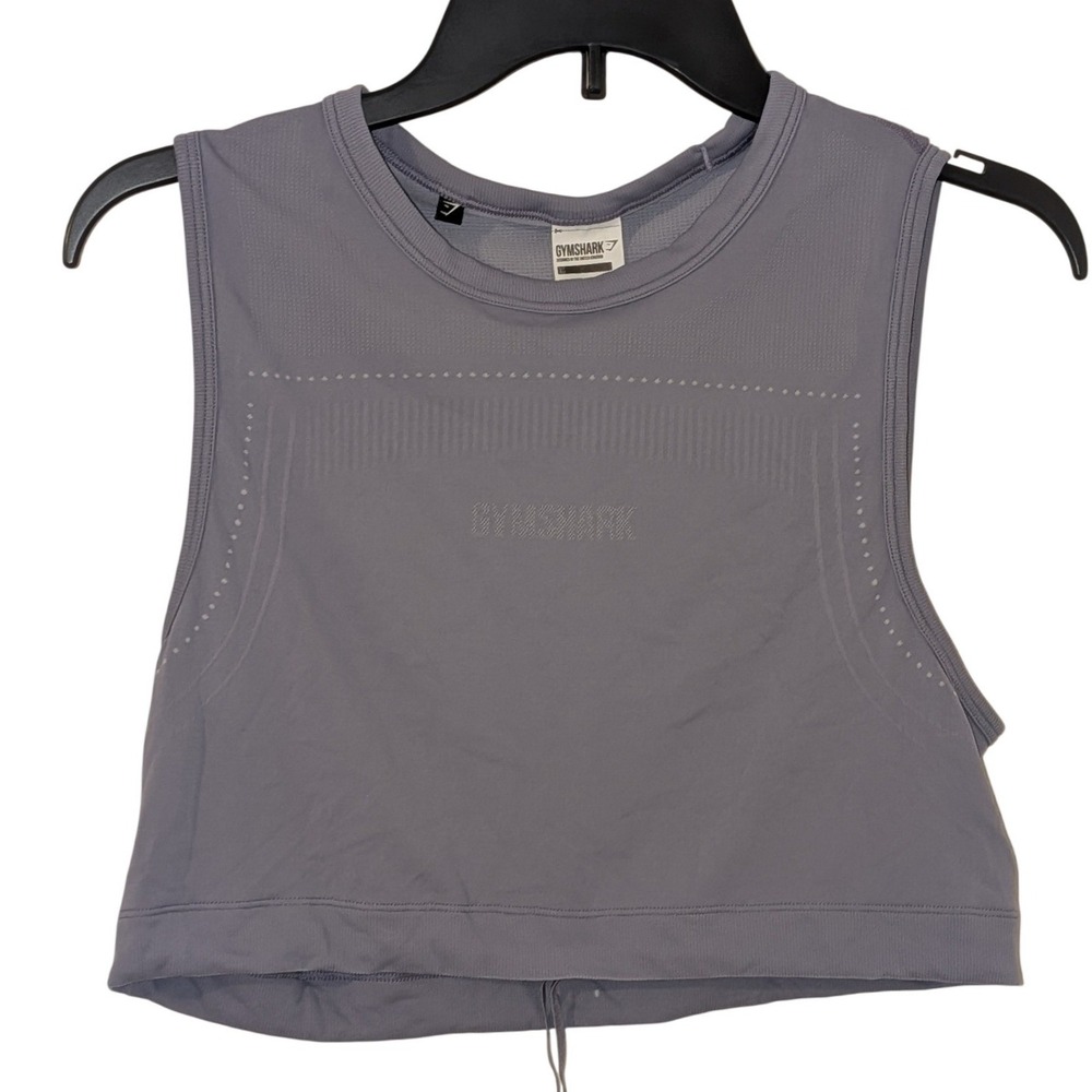 Gymshark Breeze Lightweight‎ Seamless Crop Top Lavender Purple XS Drawstring Hem